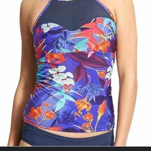 Athleta Colorful Floral Halter Swim Top Sz M